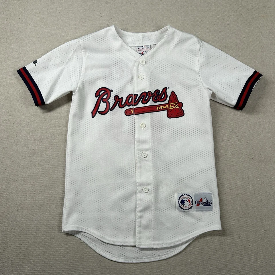Camiseta de béisbol vintage Majestic Chipper Jones niños M Atlanta Braves MLB años 90 EE. UU. Foto 2 de 4