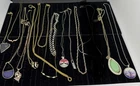 Costume Jewelry Necklace Lot Of 15 Vintage 2 Modern Gemstone Gold & Silver Tones