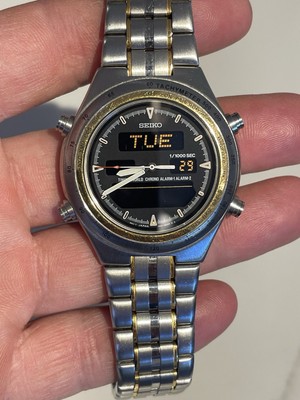 Seiko H021-8001 Watch Ana/Digi World Time Hour Chrono Alarm Tachymeter NICE!!!