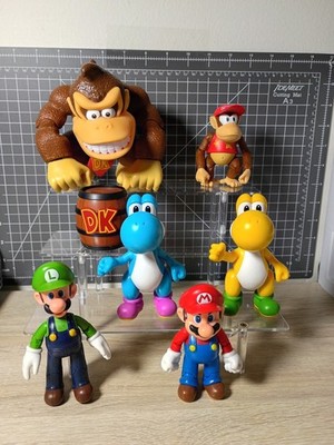 7-PK SUPER MARIO 4'' Lot Nintendo Jakks Diddy Barrel Yellow Yoshi 6'' Donkey Kong 