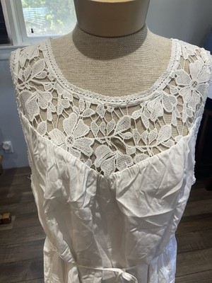 Knox Rose White Peasant Lace Crochet Neck Dress XXL Sleeveless Boho Graduation
