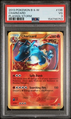 2013 Pokemon Black & White Plasma Storm 136 Charizard PSA 3 154798753