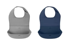 OXO Tot Roll Up Bib Navy & Gray 2 Pack