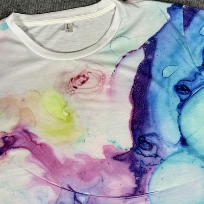 Pixie Lady Shirt Womens 2XL Watercolor Art Short Sleeve Stretch Tee Top Colorful