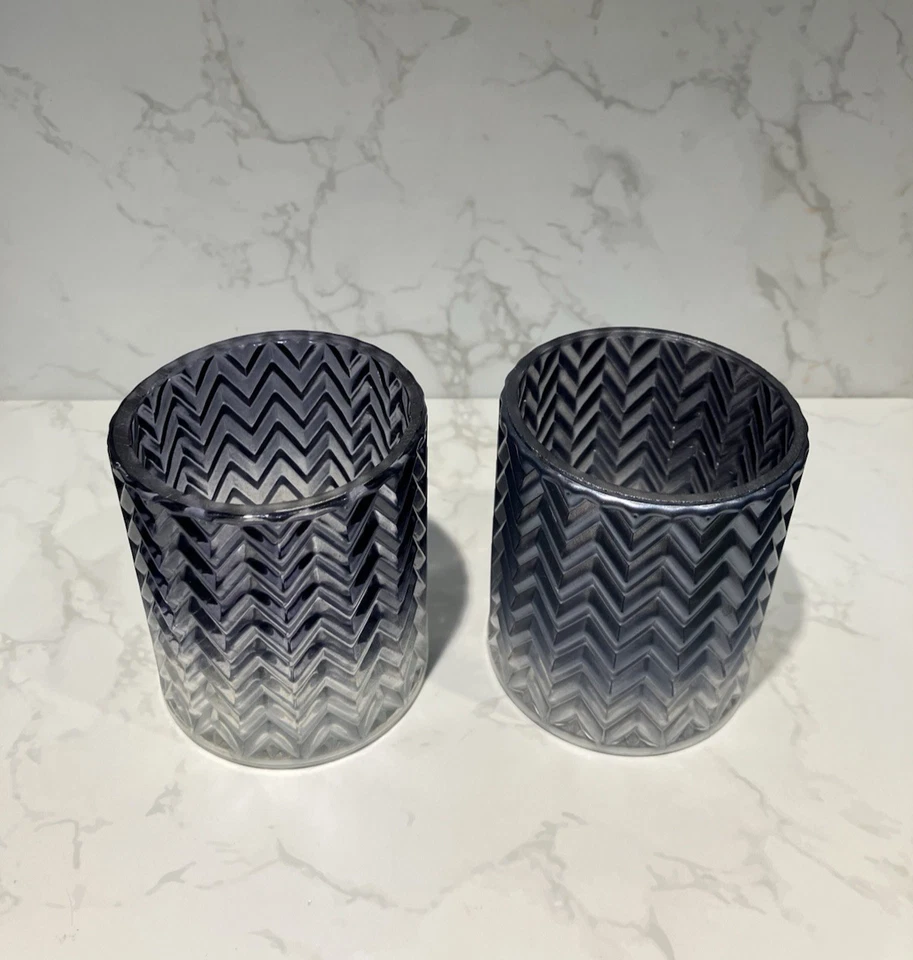 Par (2) Portavelas Yankee Crepúsculo Escarcha Vidrio Votivo 3 1/2" Foto 3 de 4