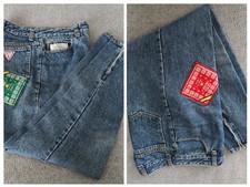 80S GUESS x GEORGES MARCIANO DENIM JEANS MULTI APPLIED PATCHES JEANS ZIP ANKLE