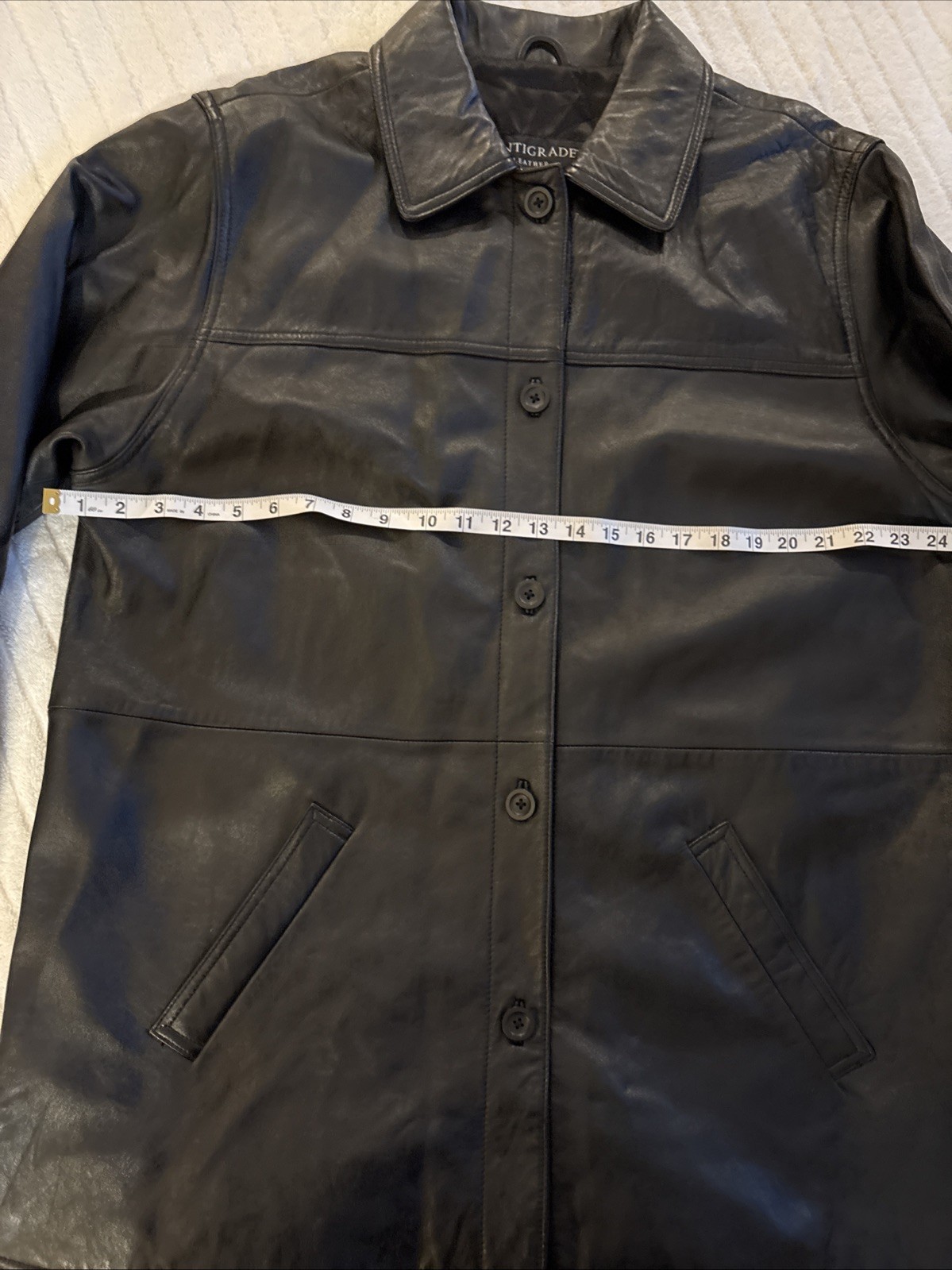 Centigrade Leather Button Jacket Soft Black Lined… - image 12