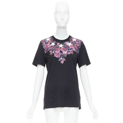 GIVENCHY Riccardo Tisci purple flower white star black tshirt XS
