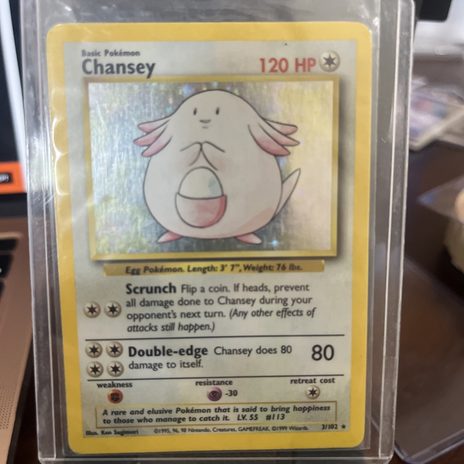 Chansey 003/102 Base Set (Shadowless) Holo
