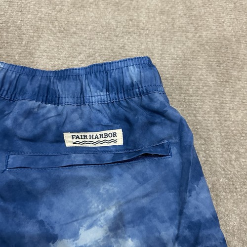 NWT Fair Harbor Anchor Men's Medium Blue Tie Dye Stretch Hybrid Swim Shorts - Picture 5 of 9