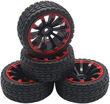 Hex Wheel Rims and Rubber Tires Set for 1/10 RC Touring Drift Cars
