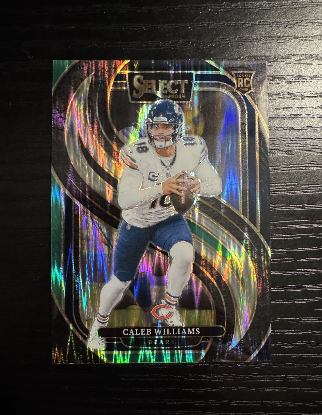 2024 Select Caleb Williams Rookie RC Prizm Black and Green Shock #114 Premier