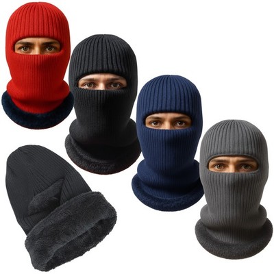 Winter Balaclava Ski Mask w/ Faux Fur Lining   Cold Weather Face Cover Men Women