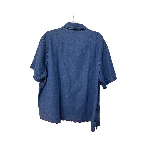 Jane & Ashley Women’s Short Sleeve Embroidered Denim Button Up Blouse Size 2X - Picture 6 of 12