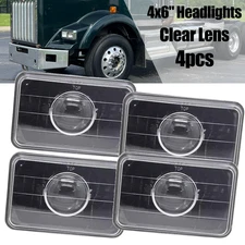 4X 4x6'' Clear Lens Headlights Lamps For Kenworth T800 T400 T600 W900B Classic