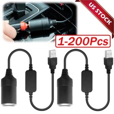 USB To 12V Car Cigarette Lighter Female Socket Converter Adapter Connector Lot