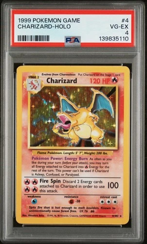 1999 POKEMON BASE SET UNLIMITED #4 CHARIZARD-HOLO PSA 4