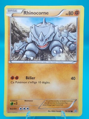 Rhyhorn 74/160 XY - Primal Clash FRENCH Pokémon TCG Regular Lightly Played
