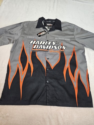 Harley Davidson Mens XL Racing Screaming Eagle Embroidered Button Up NWT