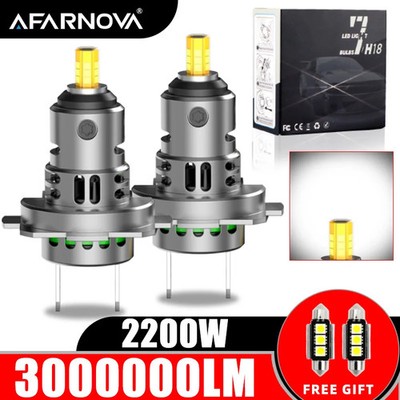 2200W LED H7 Headlight Canbus No Errors Plug and Play CSP Turbo Bulb 6000K 12V
