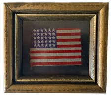 RARE Circa 1850 ANTIQUE 30 Star American Parade Flag Folk Art Civil War