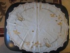 Vintage Oval Doily Embroidered Butterflies and Flowers Crochet Edge 24 1/2 x 21" — photo 1