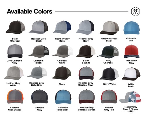 Custom Trucker Leather Patch Hat for Company brand, Richardson 112 - Picture 3 of 20