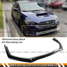 For 2015-2021 Subaru WRX STi CS Style 3pc Gloss Black Front Bumper Lip Splitter