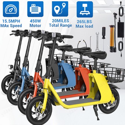 450W E-Scooter Sports Electric Scooter Adult with Seat Electric Moped Commuter