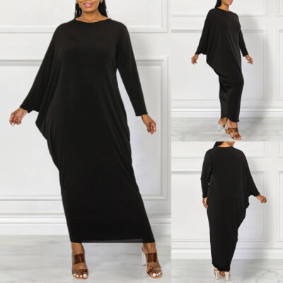 Plus Size Womens Kitted Maxi Long Dress Ladies Irregular Kaftan Baggy Party Gown
