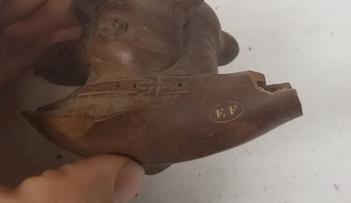 Antique Vintage Black Forest Bulldog Dog Pipe Tobacciana Signed As Is - Picture 7 of 9