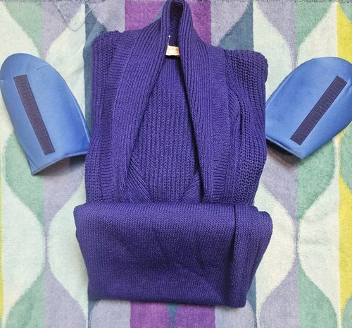 Vintage St John Marie Gray 2 Piece Set Blue Sweater Skirt Oversized Fit Size P - Picture 15 of 17