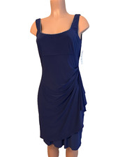 Alex Evenings Womens Sz. 8 Sheath Embellished Gorgeous Dress -Side Rouched -Blue