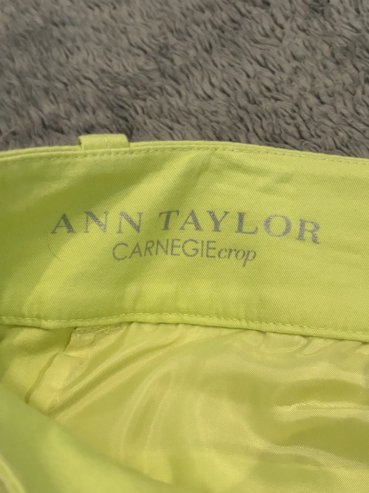 Ann Taylor Pants Womens 12 Carnegie Cropped Bright Green Yellow - Image 2 of 4