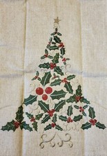 New Embroidered Christmas Tree Table Runner Sparkly Gold 62" x 15"