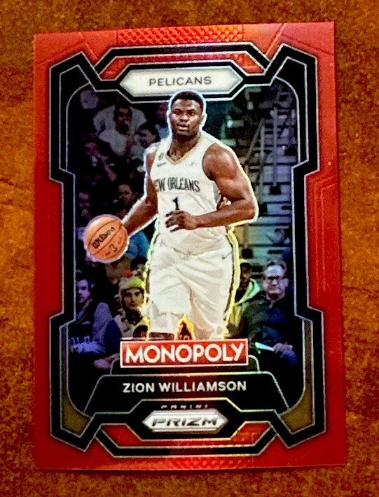 2023 Panini Prizm Monopoly ZION WILLIAMSON Red Prizm /99 #55 New Orleans Holo