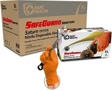 Orange Nitrile Industrial Gloves  (10 BOXES) 8 Mil Diamond Grip - XL, XXL auto