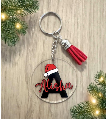 Personalisierter Weihnachts Schlüsselanhänger | Keyring | Nikolausmütze | Xmas | Verzierung 