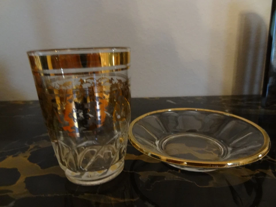 TAZA DE CAFÉ O TÉ TURCO CON PLATILLO BORDE DORADO Y FLUYE 10 PIEZAS Foto 2 de 4