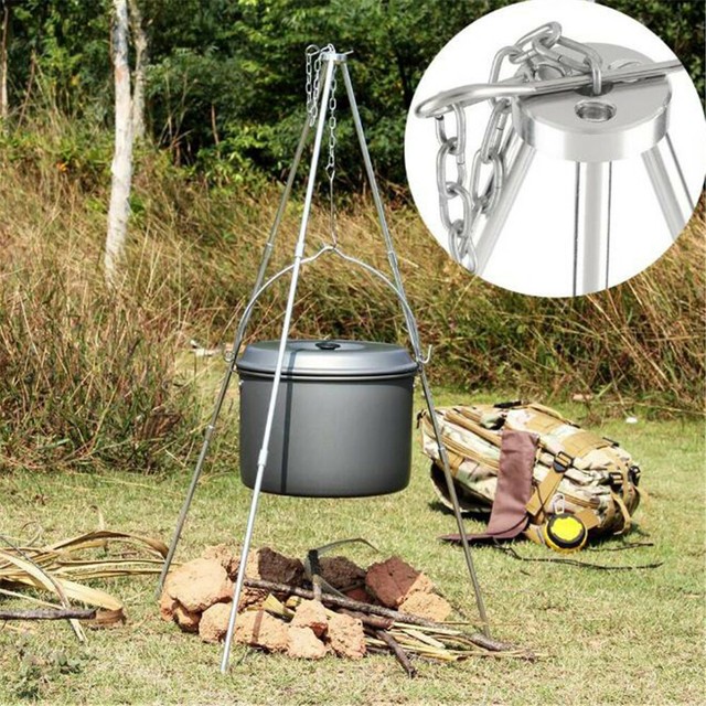 Outdoor Firepit Cooking Tripod Hanging Dutch Oven Pot Pan Campfire