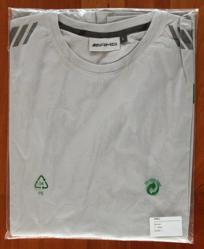 Original Mercedes AMG Herren T Shirt kurzarm Grau Polo Baumwolle Größe L NEU OVP - Bild 6 von 6