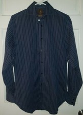TAILORBYRD black Blue Striped Cotton Dress Shirt M