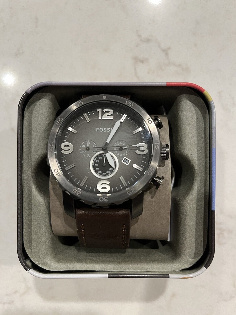 Fossil Nate Chronograph Brown Leather Men's Watch JR1424