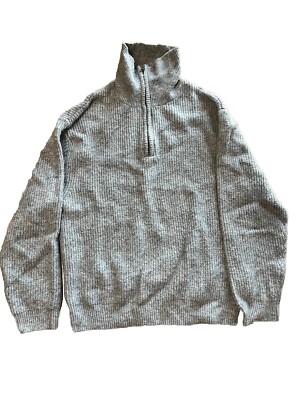 Zara Boys Grey Knitted Quarter Zip Pullover Turtleneck Sweater