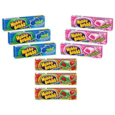 Hubba Bubba Max Bubble Gum - Variety Pack 3 Flavors (Total of 9 Packs of Gum) -
