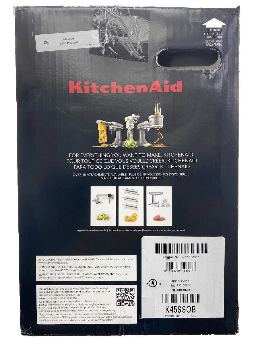 KitchenAid K45SSOB Standalone Mixer Onyx Black 4.5 Qts Tilt Head