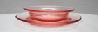 Vintage Pink Depression Glass Bowl with Attached Plate