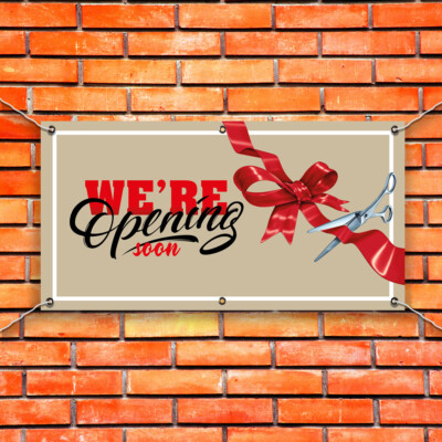PVC Banner Druck Schild OPENING SOON Geschäft Werbung wasserdicht