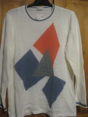 CANDA lightweight women's sweater size XL white-multicolored pattern fashionable New
