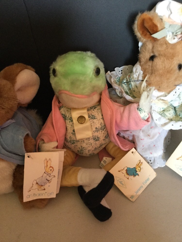 4 Vintage Eden Stuffed Toys Peter Rabbit Mrs Twiggy Winkle Jeremy